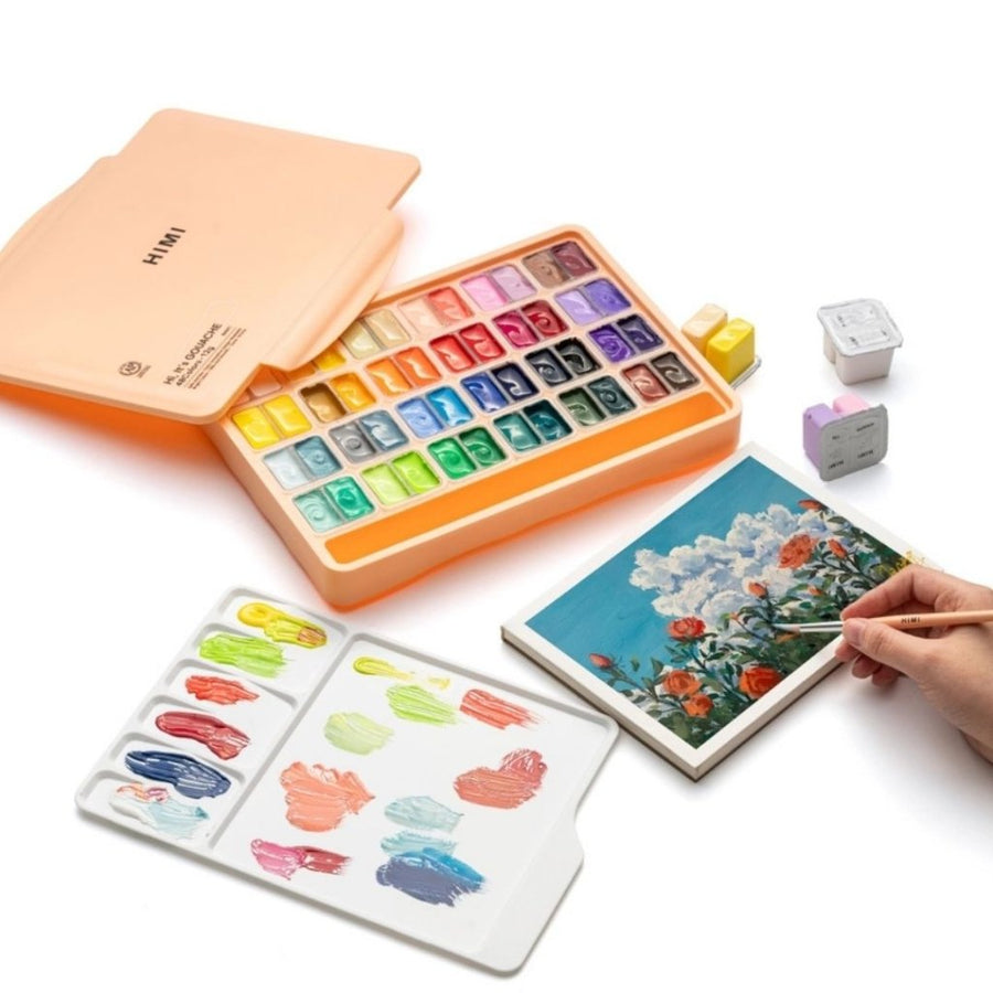 Himi Jelly Twin Cup Gouache 48 paint set in Peach Fuzz Case