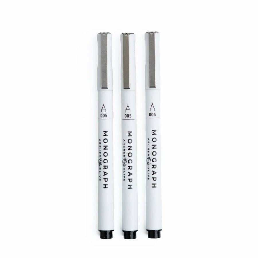 Black Fineliners Set of 3 - Archer & Olive