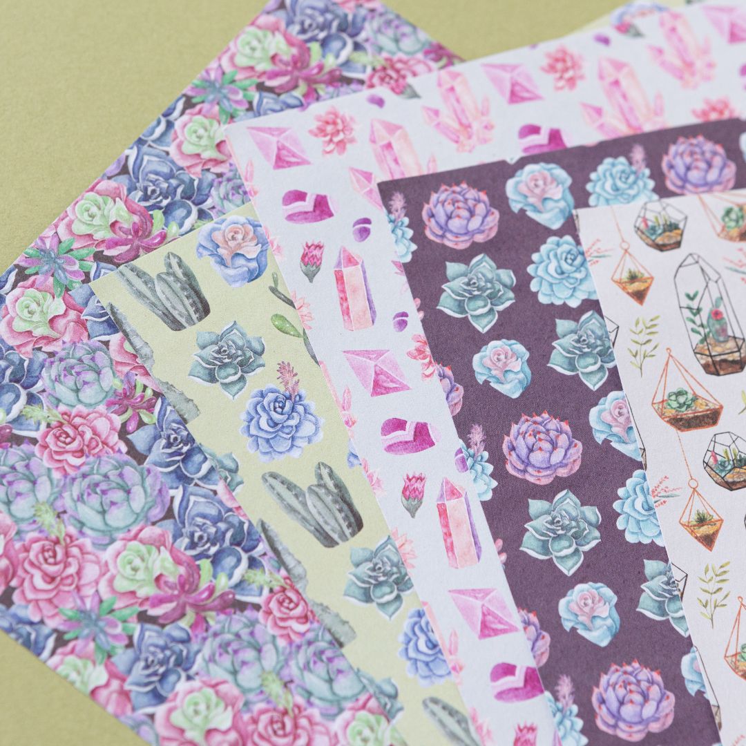Cacti and Crystals Scrapbook Papers
