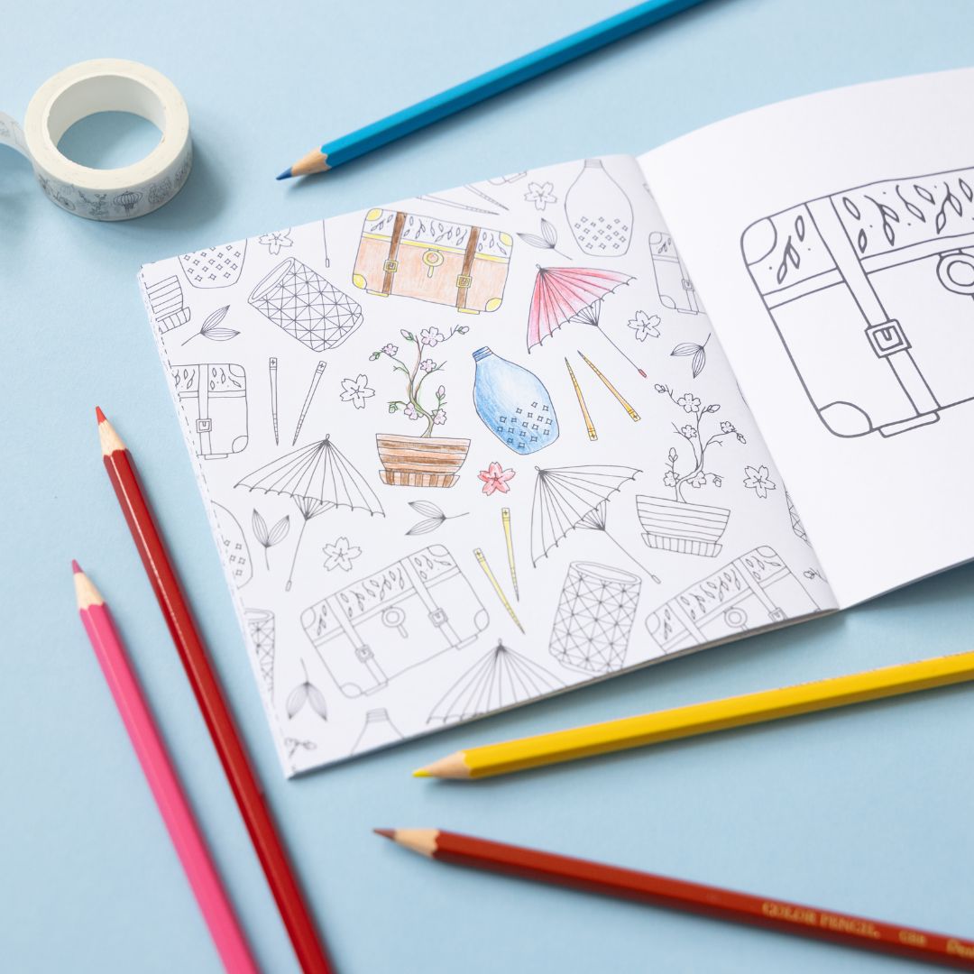 Ikigai Colouring Book with Pentel Colour Pencils