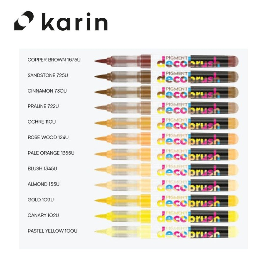 Karin Pigment Decobrush Opaque Brush Markers - Browns and Yellows - Under the Rowan Trees
