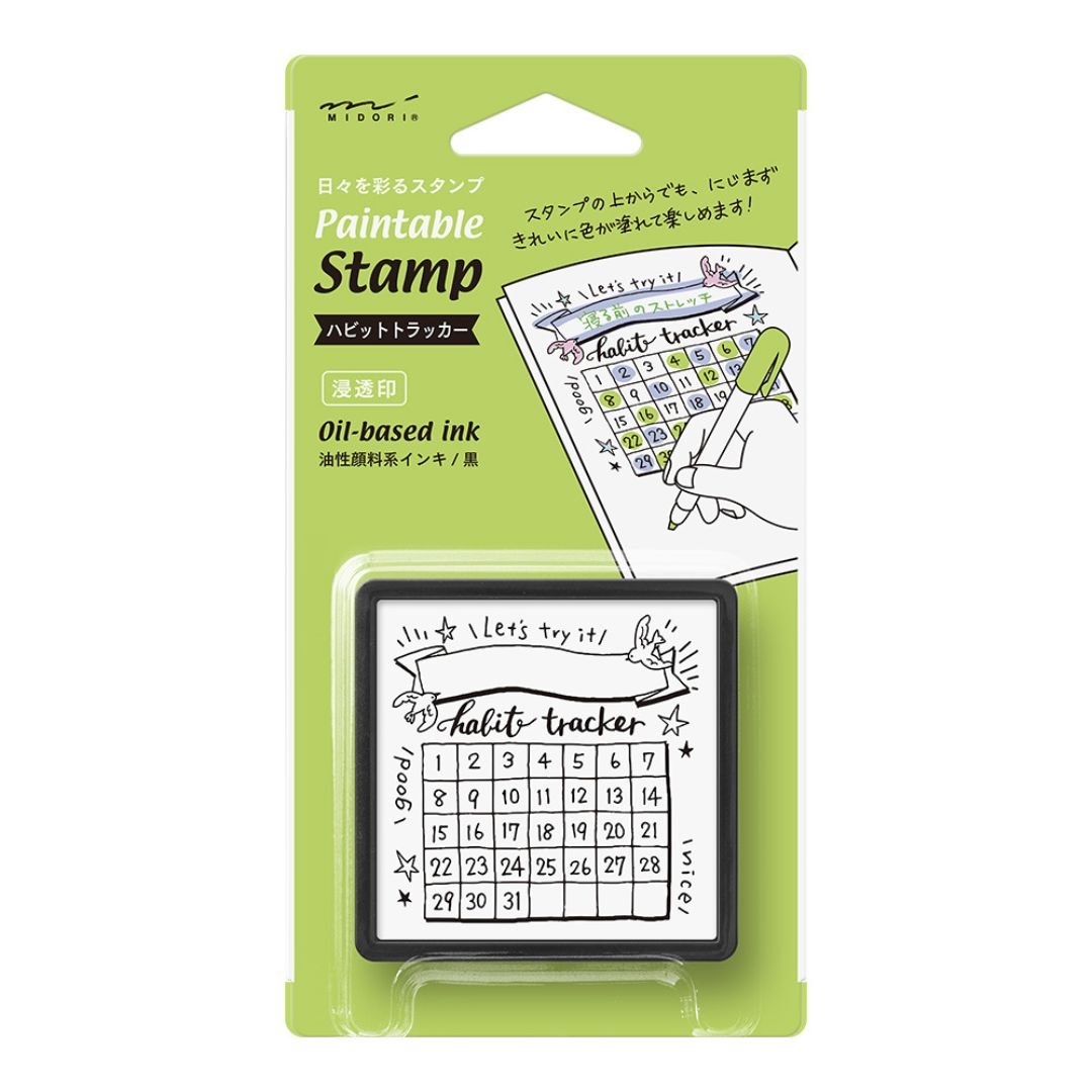 Midori Paintable Stamp Pre - Inked - Habit Tracker - Under the Rowan Trees