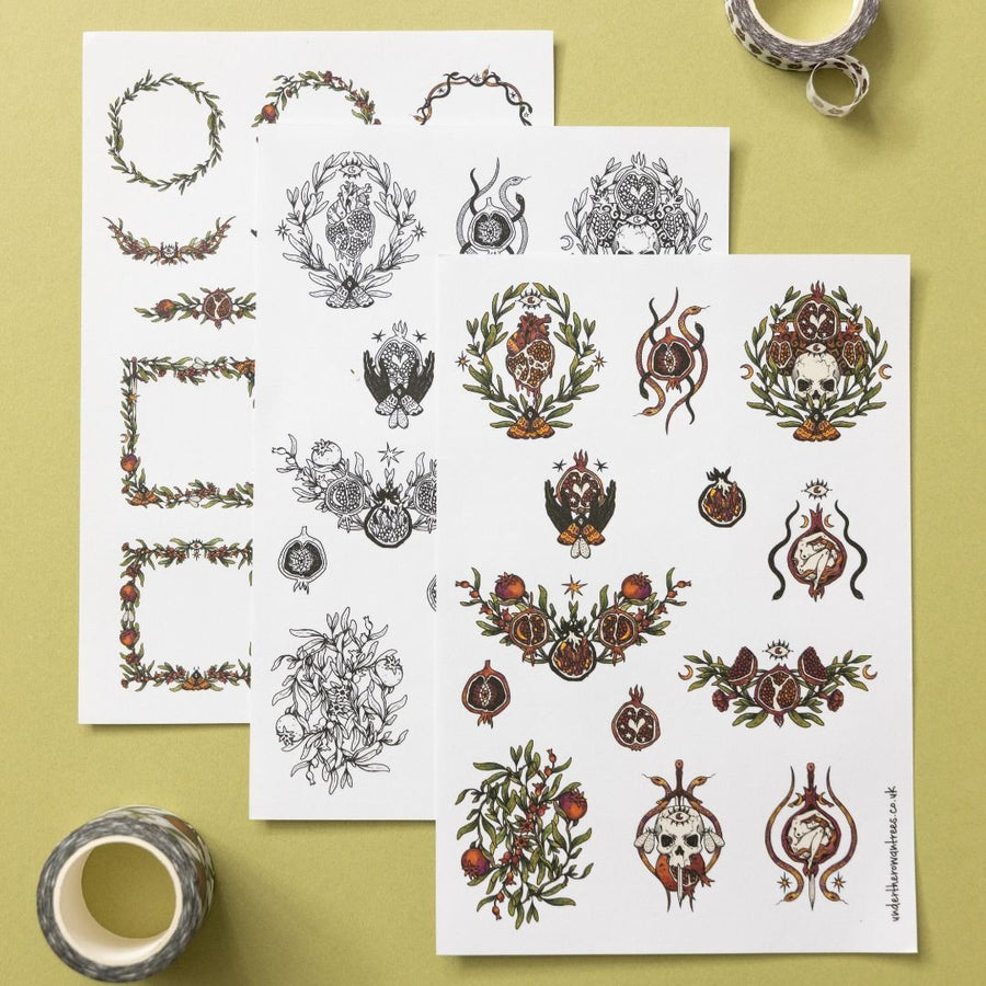 Pomegranate Sticker Sheets - Frames - Under the Rowan Trees
