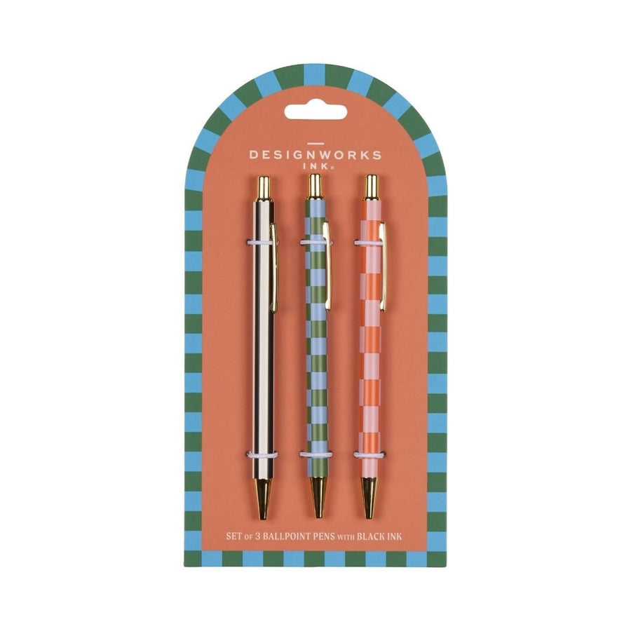 A Dopo Set of 3 Ballpoint Pens-Designworks Collective-Stripes & Checks