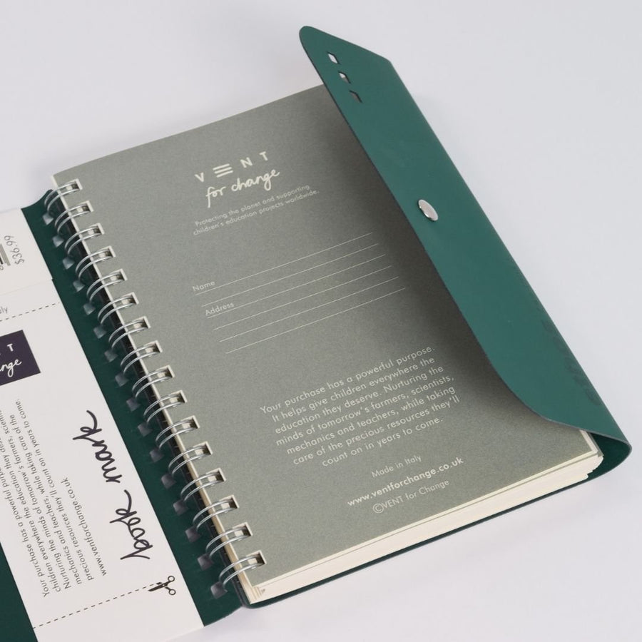 A5 Wire - Bound Folio Recycled Leather - Emerald Green - Vent for Change