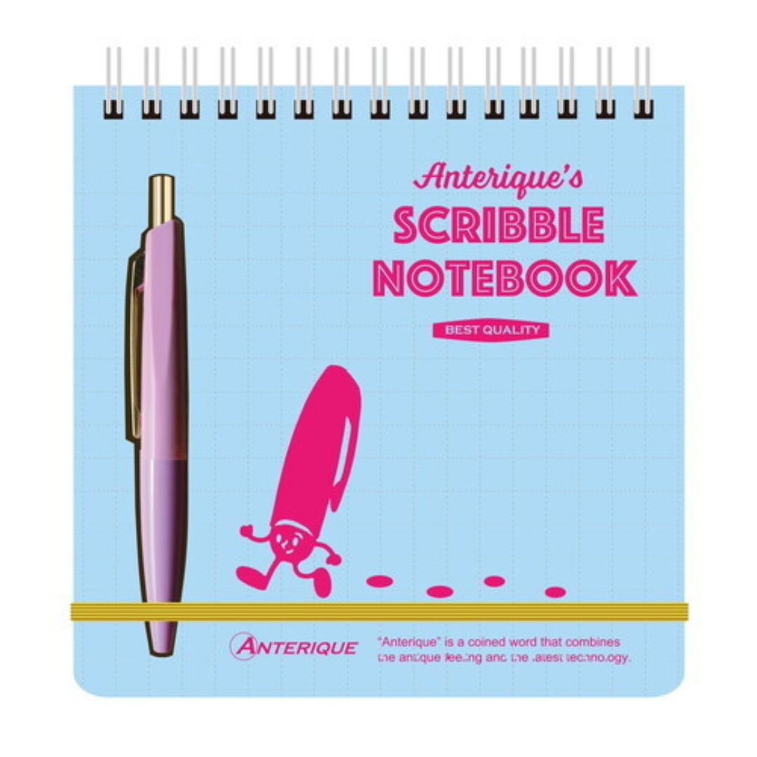 Anterique Square Scribble Notebook with Pen - Blue - Anterique