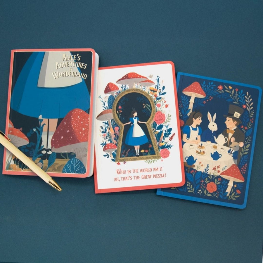 B6 Notebooks Alice in Wonderland Set of 3 - Portico Designs