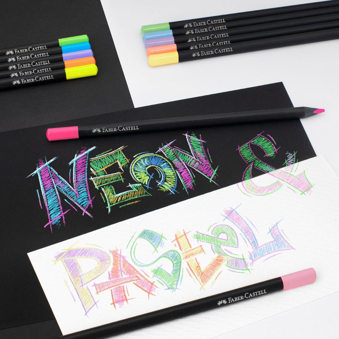 Neon & Pastel Colour Pencils Black Edition Faber-Castell-Coloured Pencils-Faber-Castell-