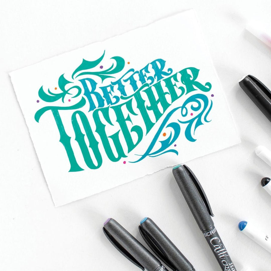 Black Italic Markers Set of 4 - Callicreative - Manuscript