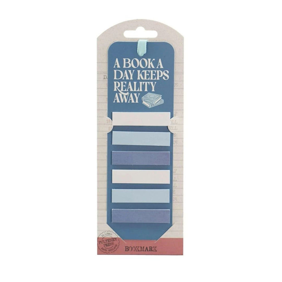 Bookmark with Sticky Tabs - A Book A Day Keeps Reality Away - Half Moon Bay