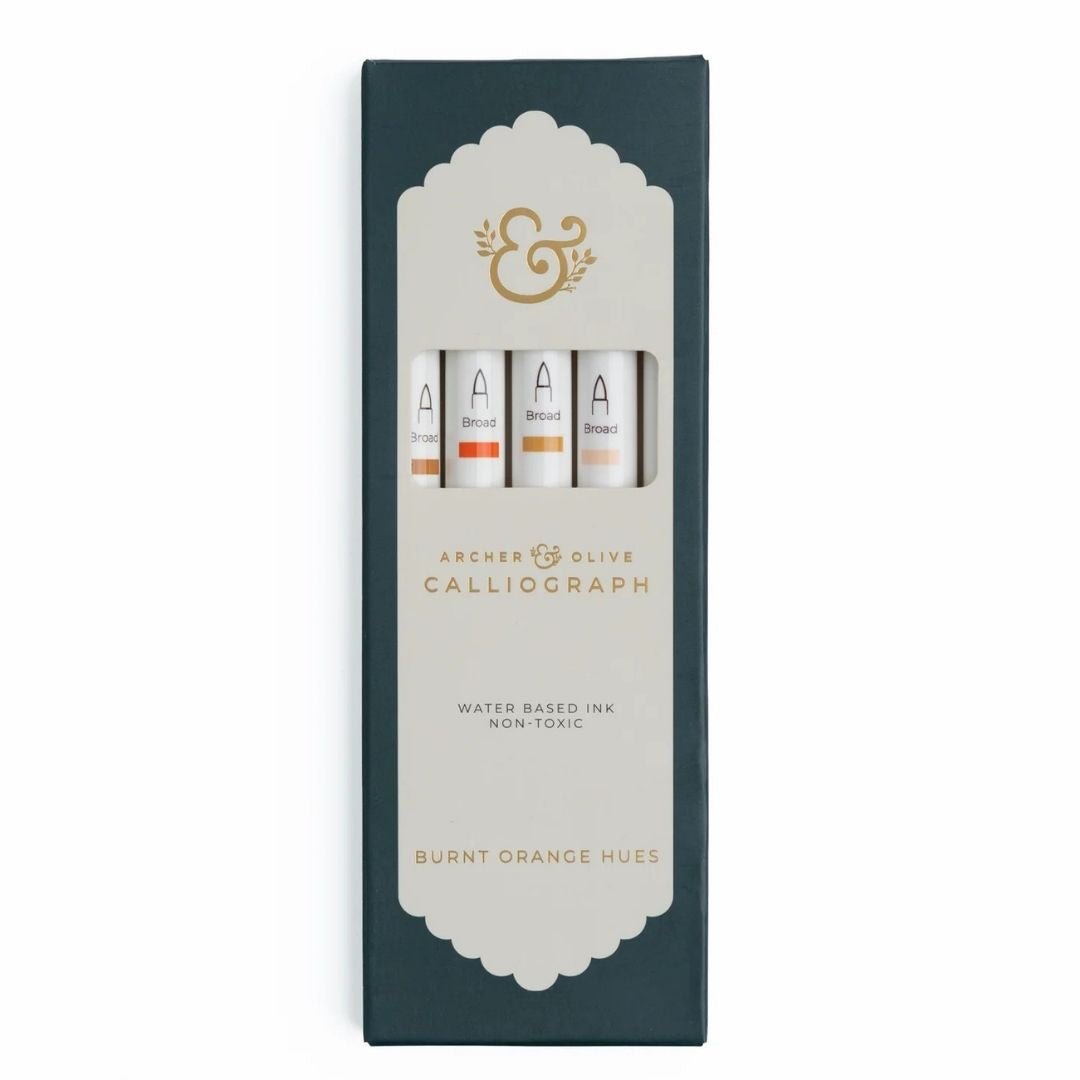 Burnt Orange Hues Calliograph Pens - Set of 5 - Archer & Olive