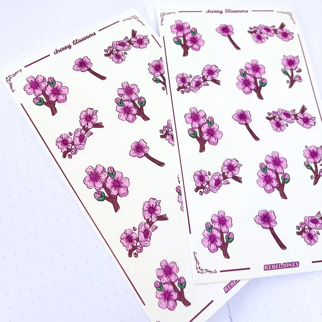 Cherry Blossom Sticker Sheet - Rebel Jones