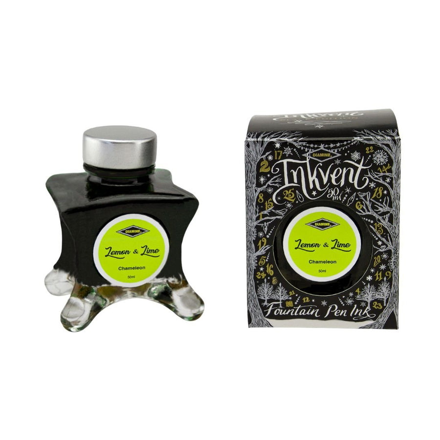 Diamine 50ml Fountain Pen Ink - Black Inkvent Edition - Lemon and Lime