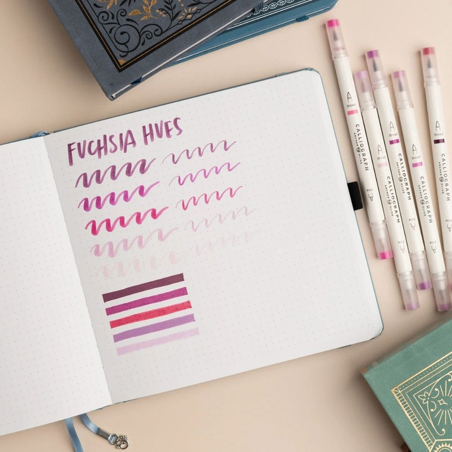 Fuchsia Hues Calliograph Pens - Set of 5 - Archer & Olive