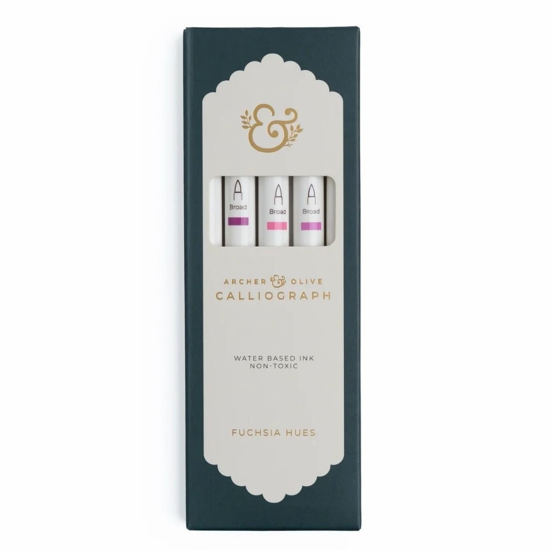 Fuchsia Hues Calliograph Pens - Set of 5 - Archer & Olive
