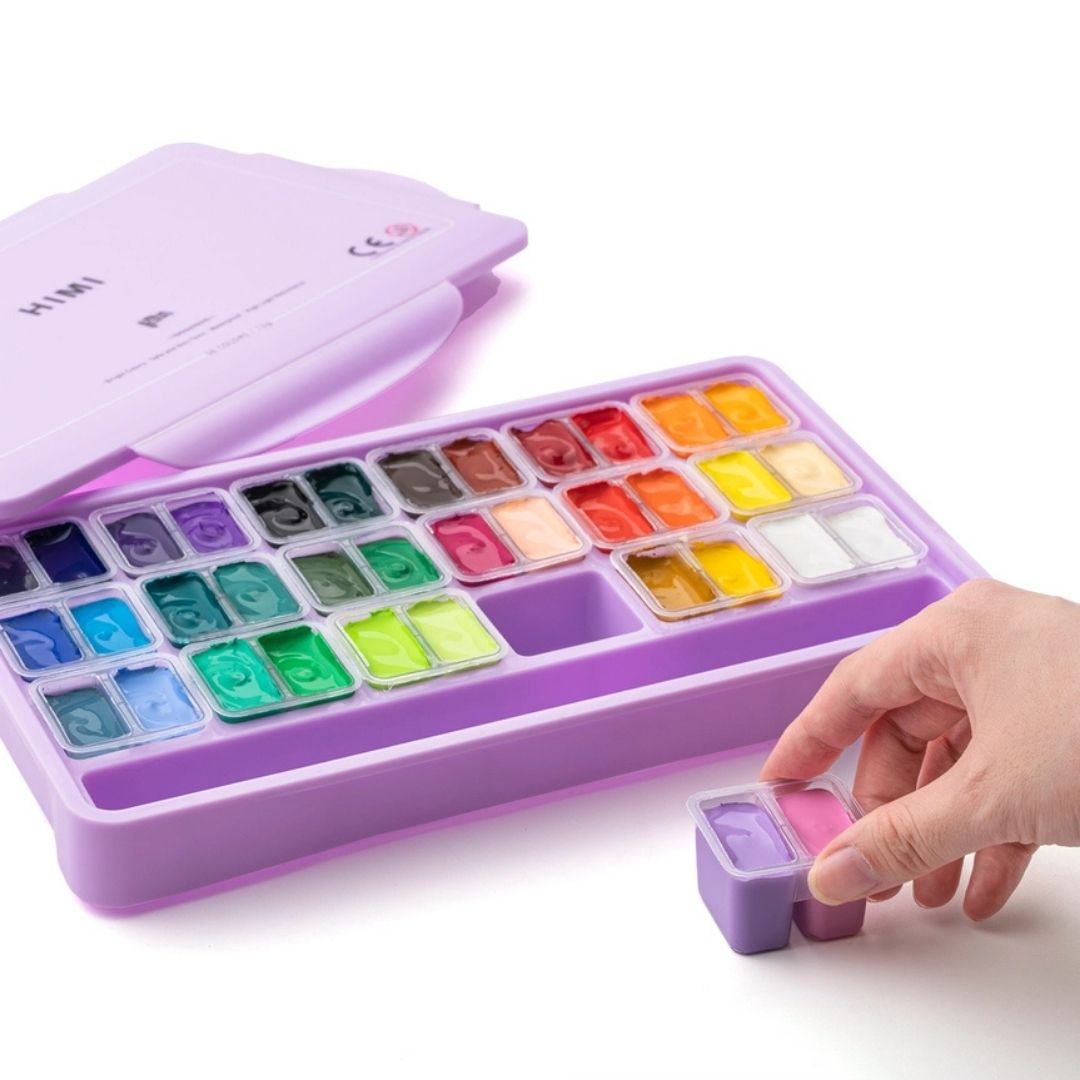 Himi Jelly Cup Gouache 36 Basic Colours Paints Set - Himi