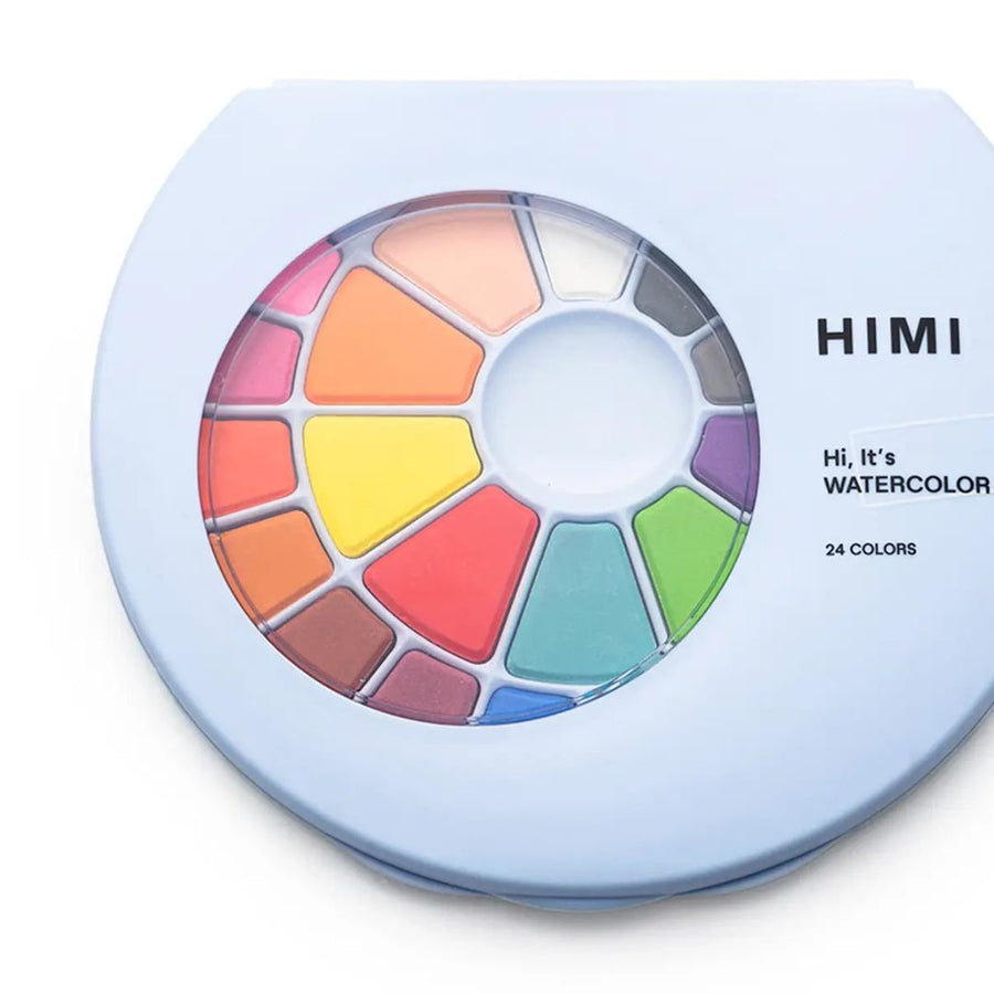 Himi Solid Watercolour Set of 24 + Brush - Blue - Himi