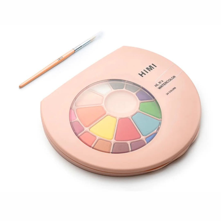 Himi Solid Watercolour Set of 24 + Brush - Peach - Himi