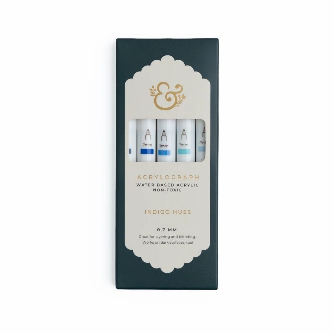 Indigo Hues Acrylograph Pens - Set of 5 - Archer & Olive