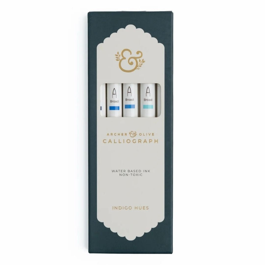 Indigo Hues Calliograph Pens - Set of 5 - Archer & Olive