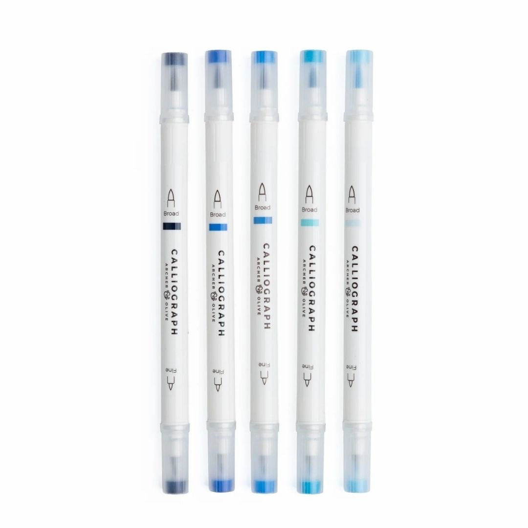 Indigo Hues Calliograph Pens - Set of 5 - Archer & Olive