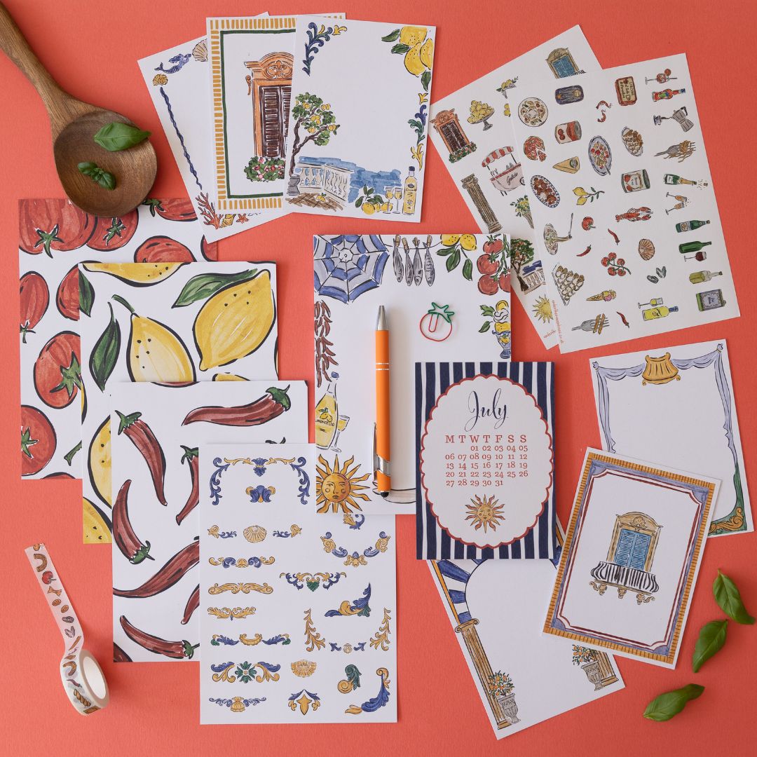 Italian Summer Washi Sticker Sheets - Food - Under the Rowan Trees