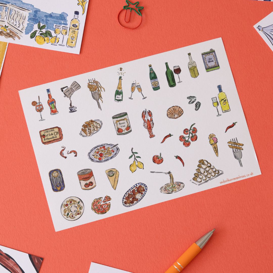 Italian Summer Washi Sticker Sheets - Food - Under the Rowan Trees