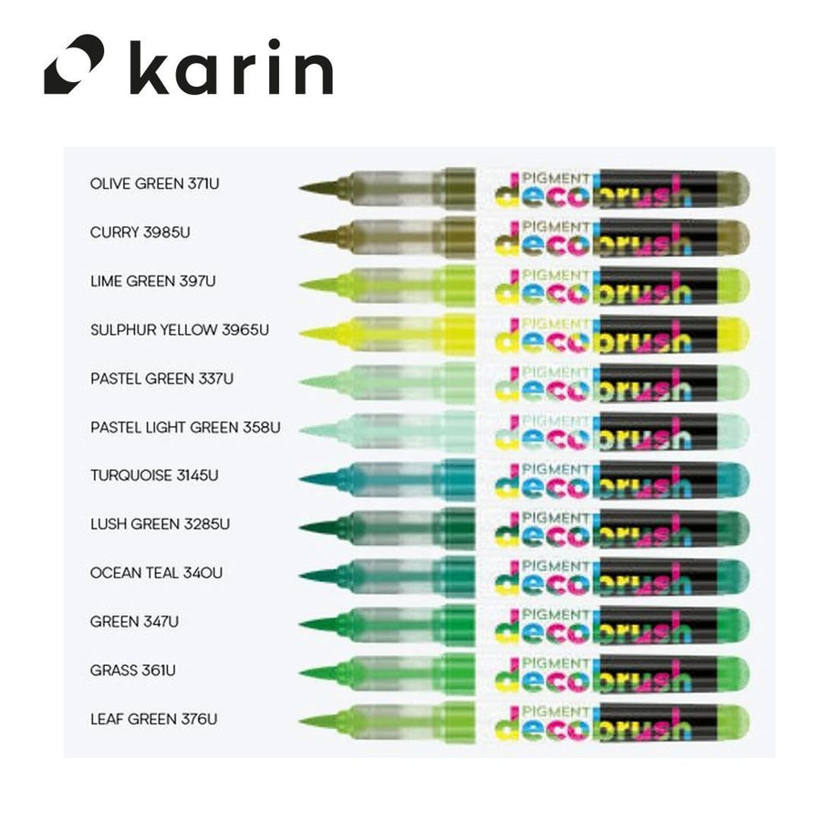 Karin Pigment Decobrush Opaque Brush Markers - Greens - Under the Rowan Trees