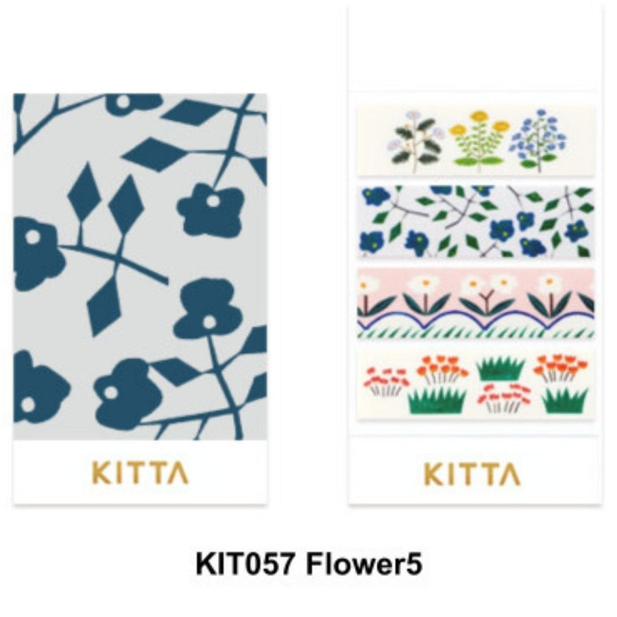 KITTA Basic Flower 5 Washi Paper Strips - King Jim