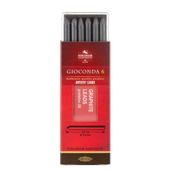 Koh I Noor GIOCONDA graphite leads 5.6mm x 120mm 4865 2B - pack of 6 leads - Koh I Noor