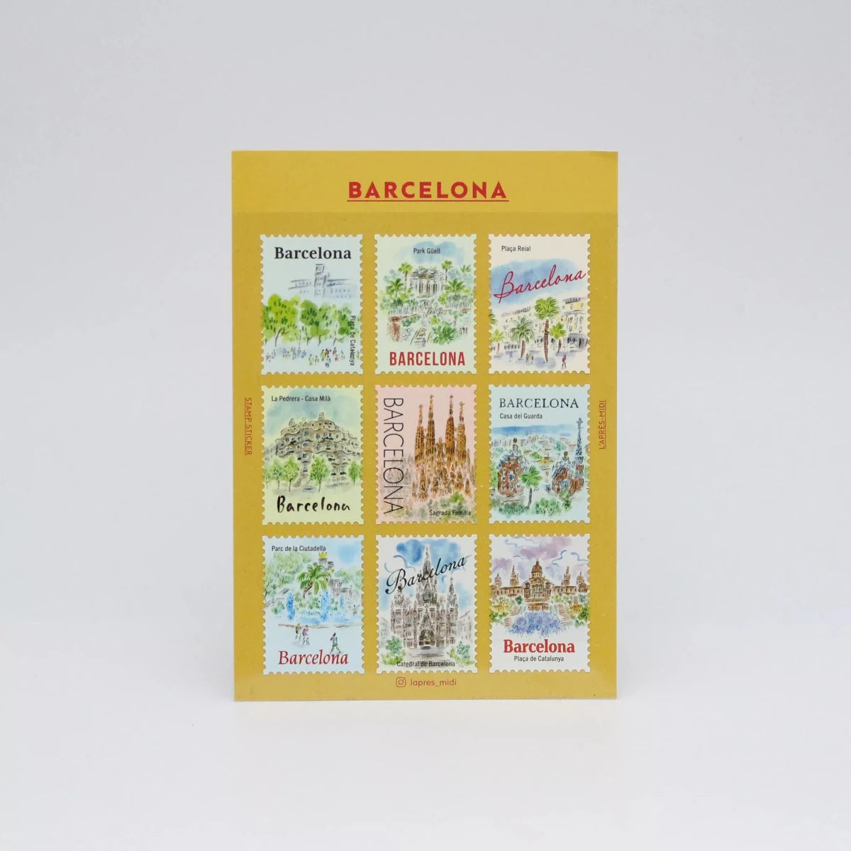 L'Après-Midi Postage Stamp Stickers - Barcelona - L'Après-Midi