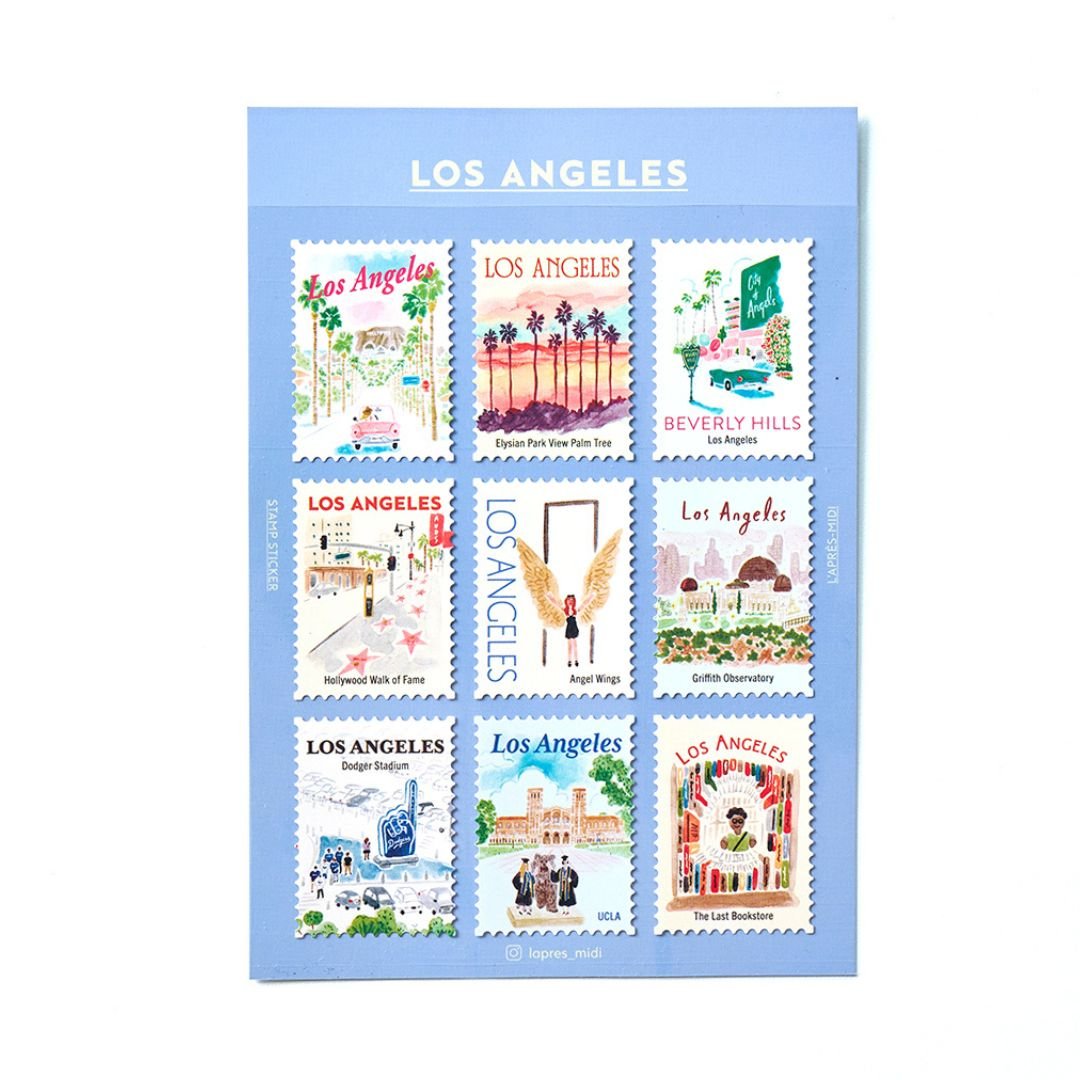L'Après-Midi Postage Stamp Stickers - Los Angeles - L'Après-Midi