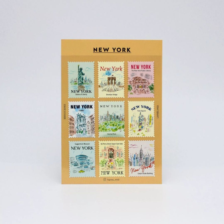 L'Après - Midi Postage Stamp Stickers - New York - L'Après - Midi