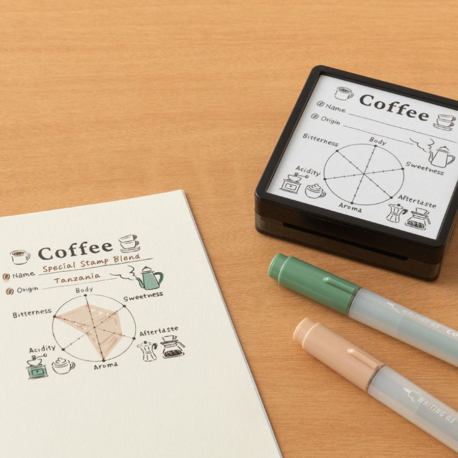 Midori Overseas Exclusive Paintable Stamp Pre-Inked - Coffee - Midori