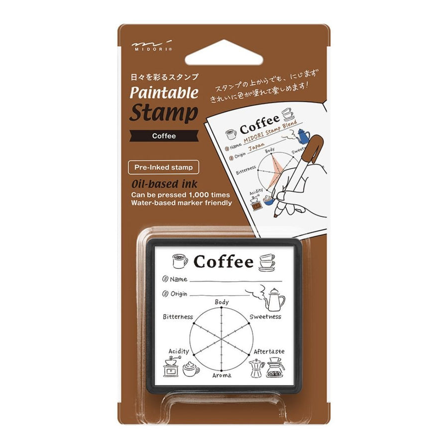 Midori Overseas Exclusive Paintable Stamp Pre-Inked - Coffee - Midori