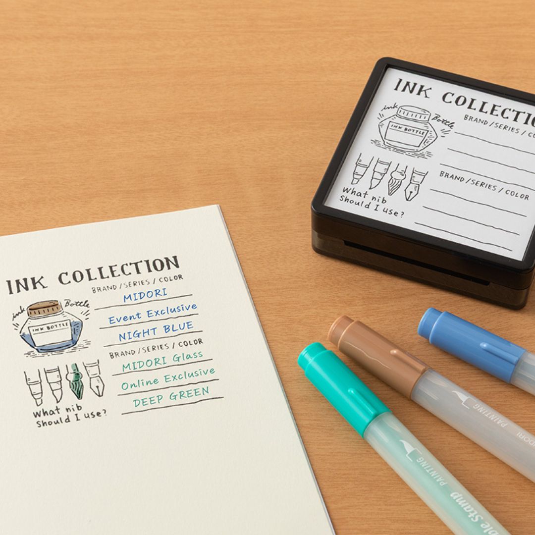 Midori Overseas Exclusive Paintable Stamp Pre-Inked - Ink Collection A - Midori