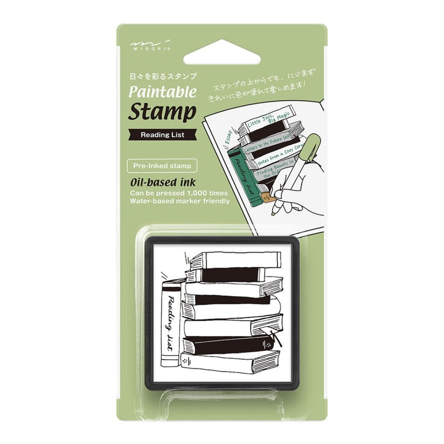 Midori Overseas Exclusive Paintable Stamp Pre-Inked - Reading List - Midori