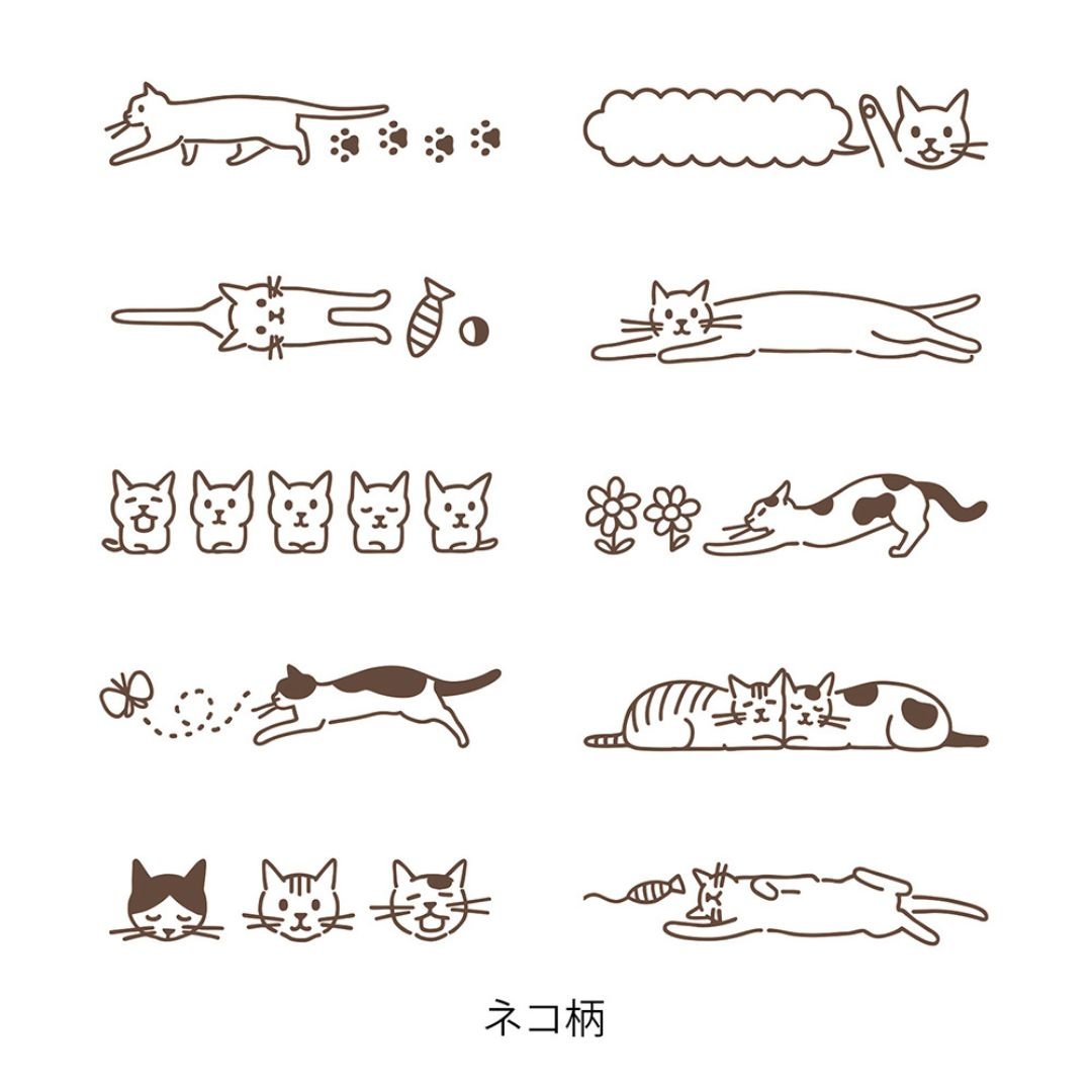 Midori Paintable Rotating Stamp Soft Colour - Cat - Midori