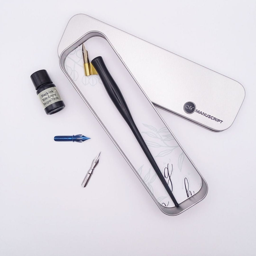 Modern Calligraphy Oblique Dip Pen Gift Set Black - Manuscript