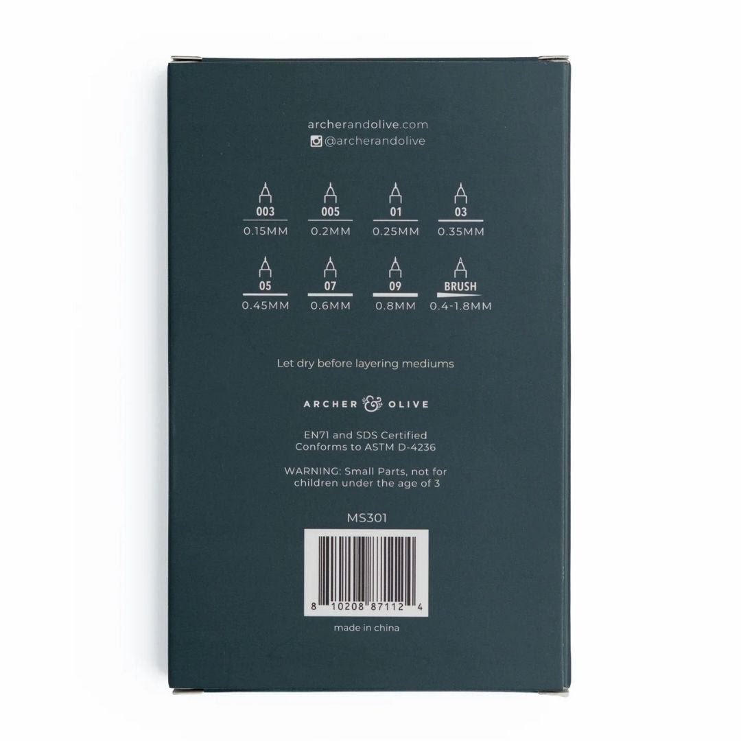 Monograph Black Fineliners Set of 8 - Archer & Olive