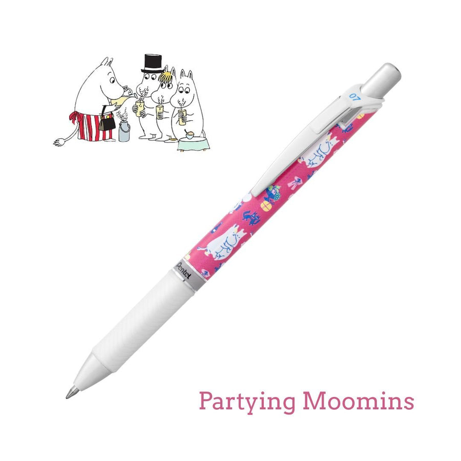Moomin Pentel Energel 0.7mm Gel Pens - Partying Moomins - Pentel