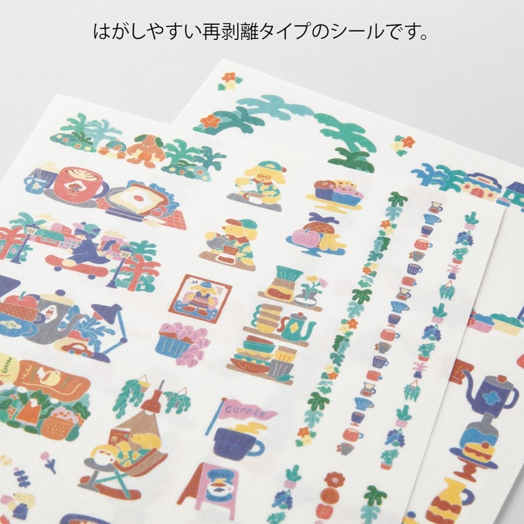 NEW Yuru Log Sticker Sheets x2 - Coffee Shop - Midori