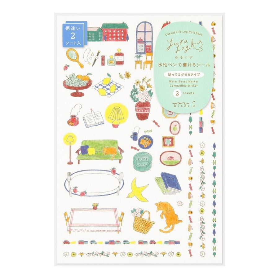 NEW Yuru Log Sticker Sheets x2 - Daily Life - Midori