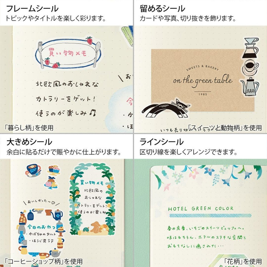 NEW Yuru Log Sticker Sheets x2 - Sweets & Animas - Midori