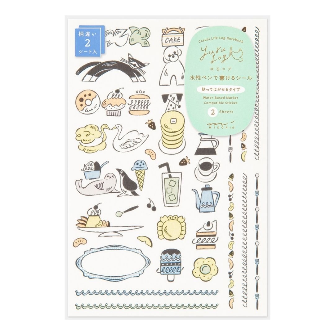 NEW Yuru Log Sticker Sheets x2 - Sweets & Animas - Midori