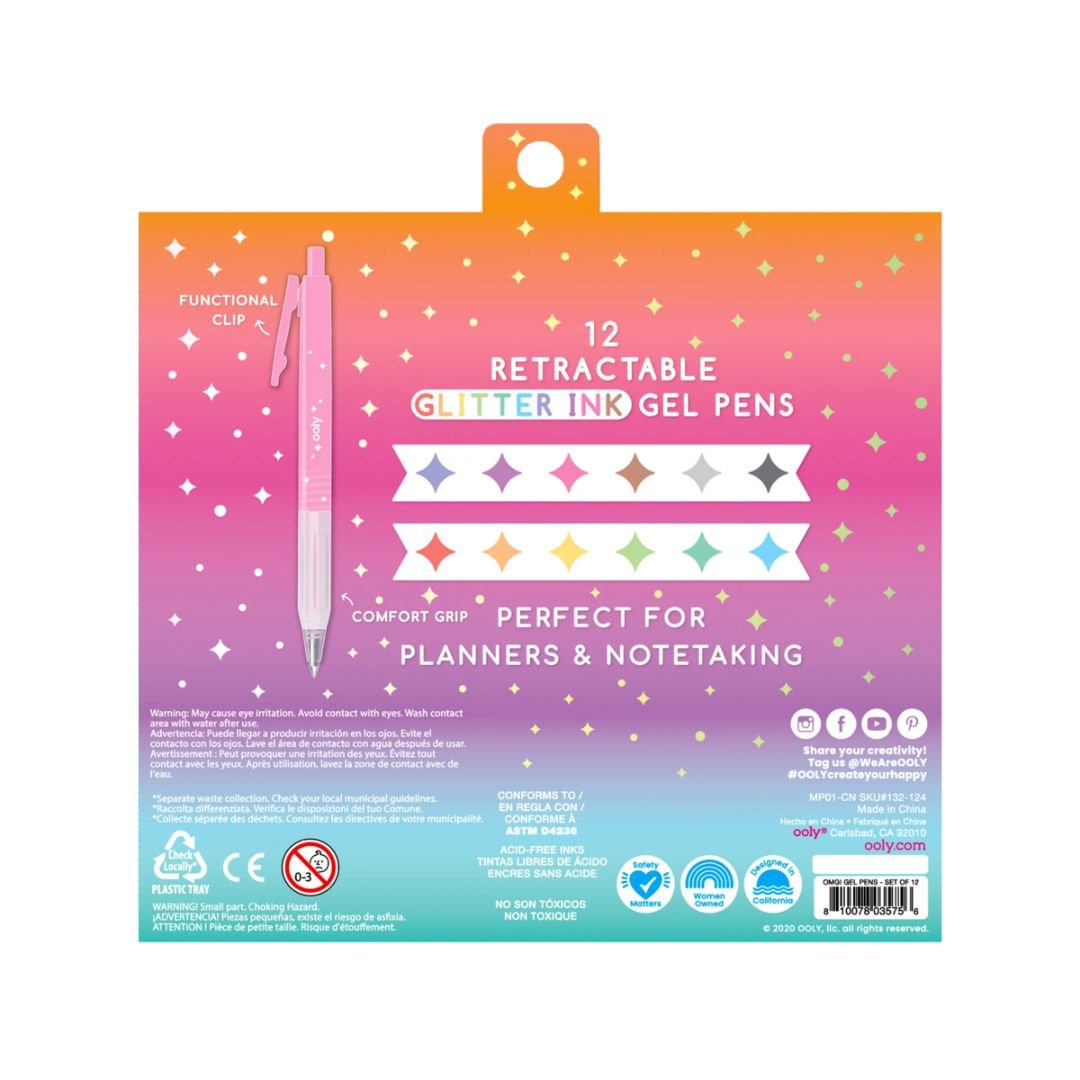 Oh My Glitter! Retractable Gel Pens - Set of 12 - Ooly
