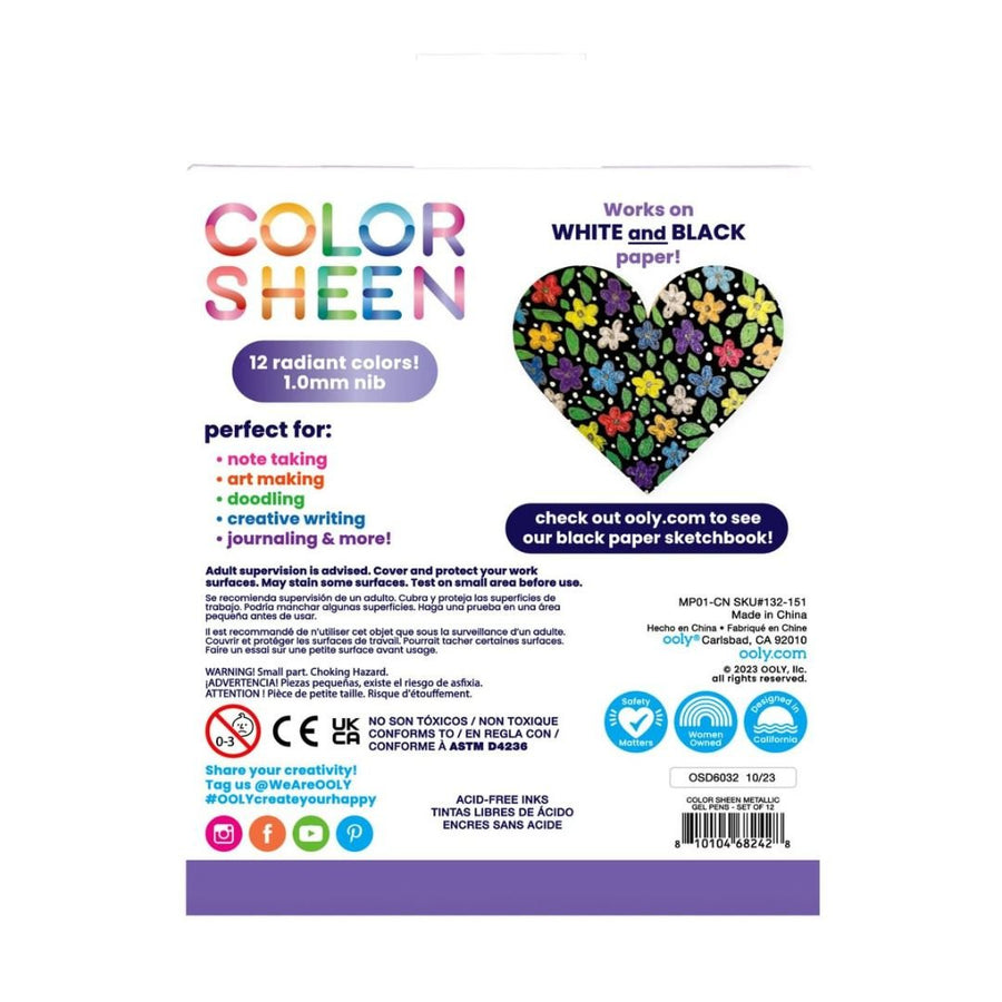 Ooly Colour Sheen Metallic Gel Pens - Set of 12 - Ooly