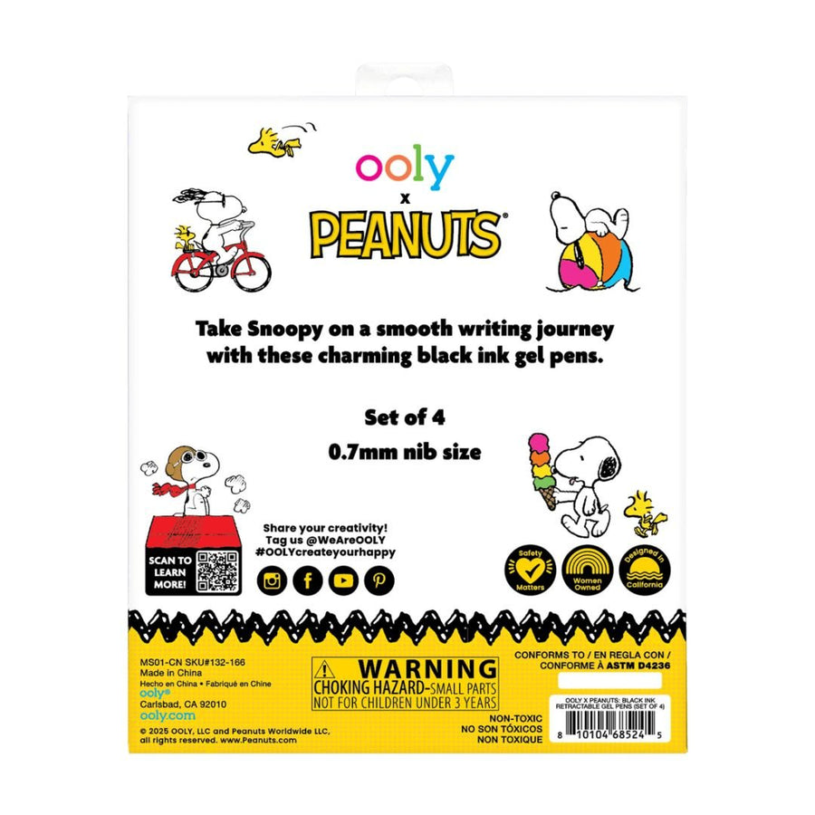 Ooly x Peanuts: Black Ink Retractable Gel Pens Set of 4 - Ooly