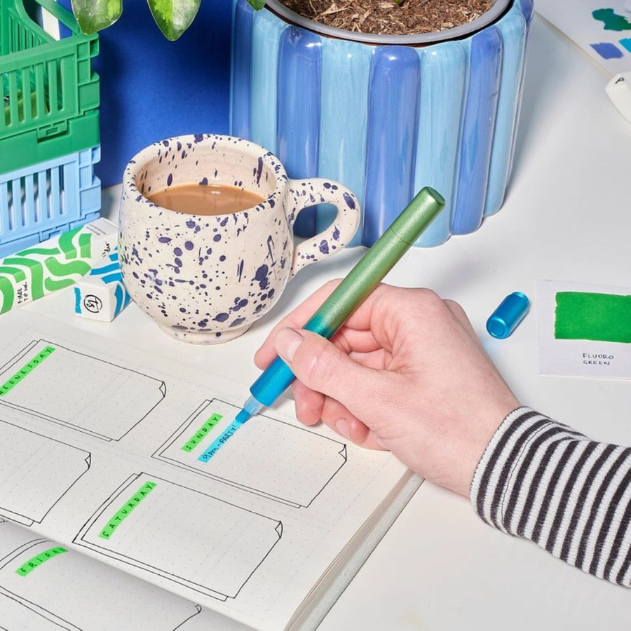 Ori - Refillable Highlighter Pen - Green & Blue - Tom's Studio