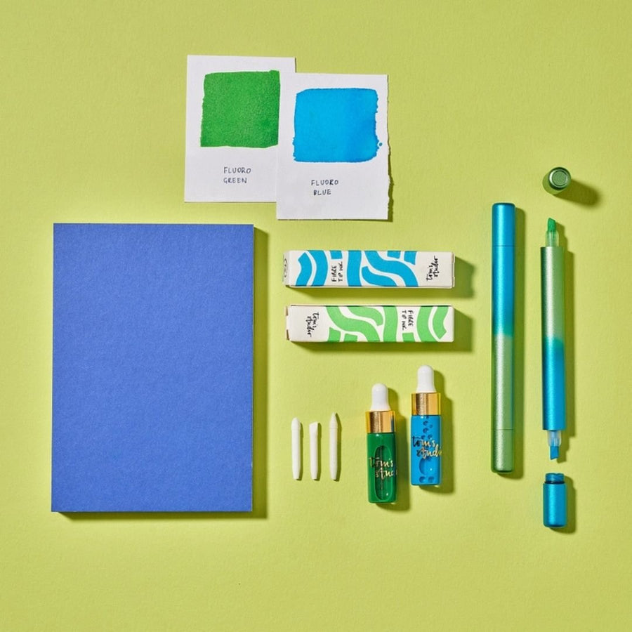 Ori - Refillable Highlighter Pen - Green & Blue - Tom's Studio